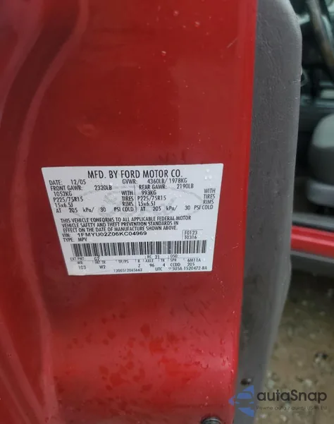 2006 Ford Escape Xls из США, поврежденный, VIN 1FMYU02Z06KC04969